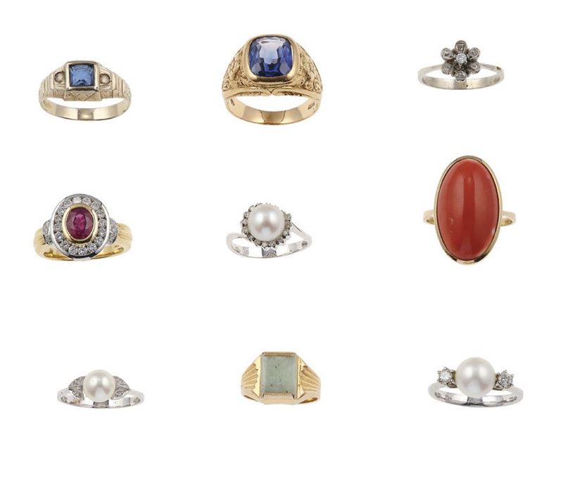 Group of nine rings  - Auction Jewels - Cambi Casa d'Aste