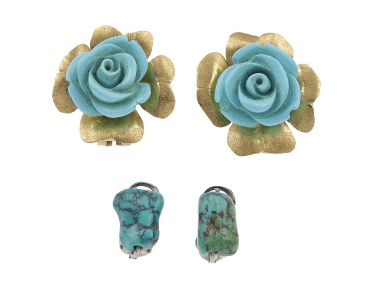 Two pair of turquoise earrings  - Auction Jewels - Cambi Casa d'Aste