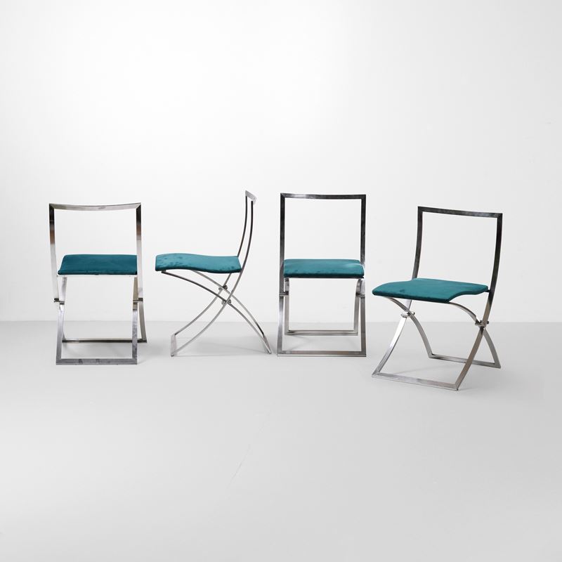 Marcello Cuneo : Quattro sedie pieghevoli mod. Luisa  - Asta Design Lab - Cambi Casa d'Aste