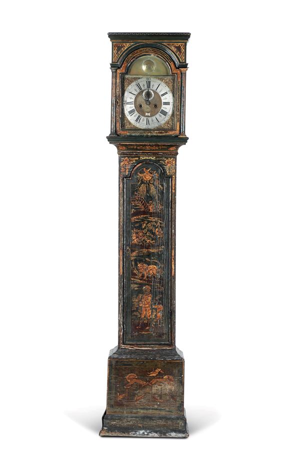 Orologio a torre in legno intagliato e laccato, Inghilterra, XVIII secolo
