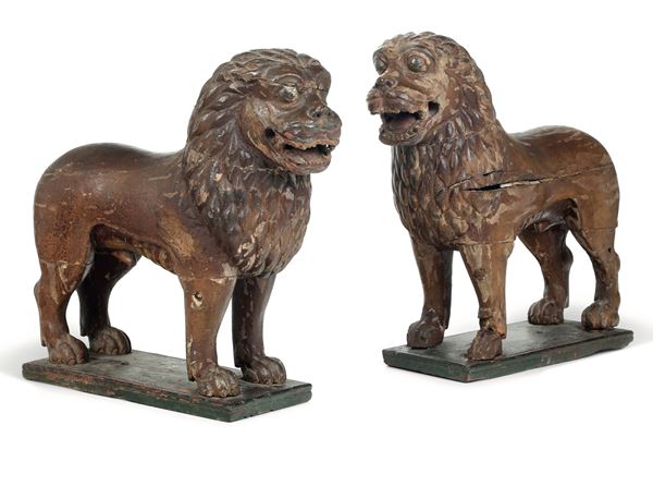 Coppia di leoni. Arte del XVIII secolo, probabilmente Veneto