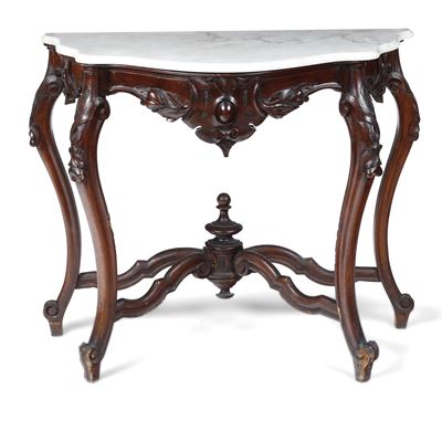 Consolle Luigi Filippo in Legno Intagliato. XIX Secolo