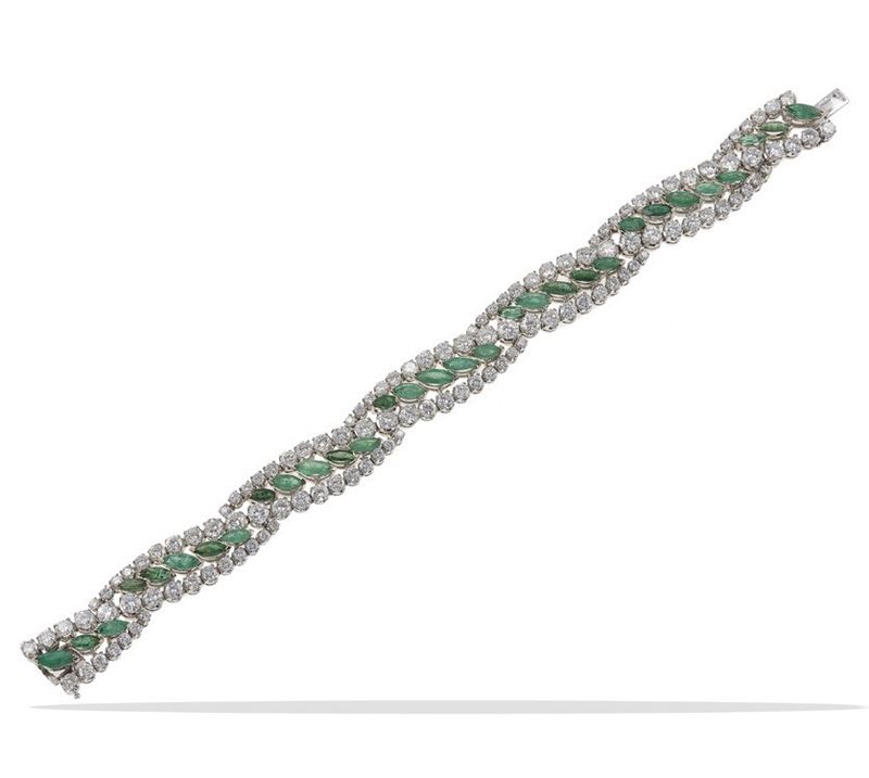 Bracciale con smeraldi e diamanti  - Asta Fine Jewels - Cambi Casa d'Aste