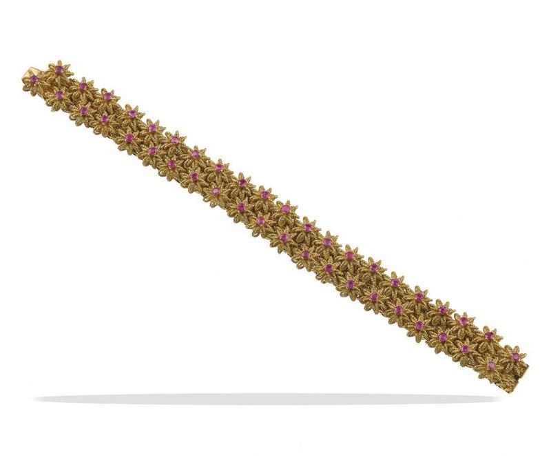 Bracciale “fiori” con piccoli rubini  - Asta Fine Jewels - Cambi Casa d'Aste