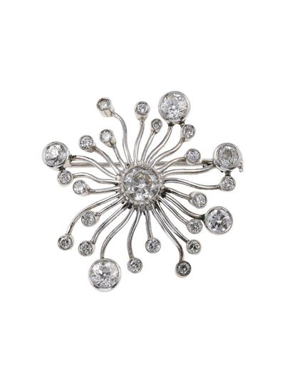 Spilla con diamanti di vecchio taglio, montatura in oro bianco 750