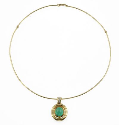 Collana Rigida con Smeraldo Colombia Taglio Cabochon