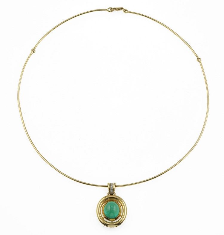 Collana rigida con smeraldo Colombia taglio cabochon  - Asta Vintage Jewellery - Cambi Casa d'Aste