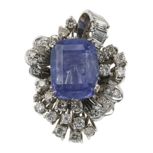 Sri Lanka sapphire and diamond ring