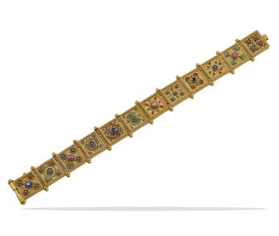 Bracciale in oro giallo 750/1000 con smalti policromi