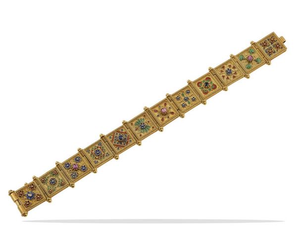 Enamel and gold bracelet