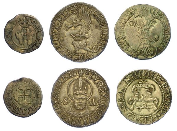 MILANO. GIAN GALEAZZO MARIA SFORZA - REGGENZA DI LUDOVICO MARIA SFORZA, 1480-1494. Lotto di tre monete.
