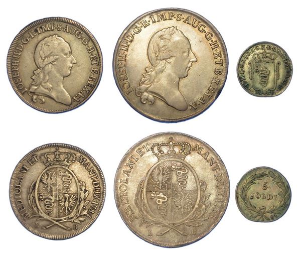 MILANO - GIUSEPPE II D'ASBURGO-LORENA, 1780-1790. Lotto di tre monete.