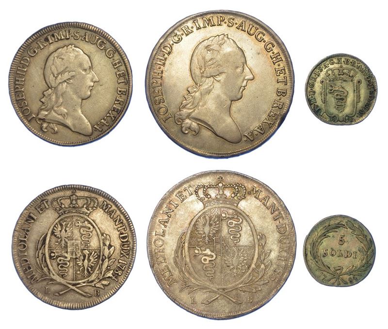 MILANO - GIUSEPPE II D'ASBURGO-LORENA, 1780-1790. Lotto di tre monete.  - Asta Numismatica - I - Cambi Casa d'Aste