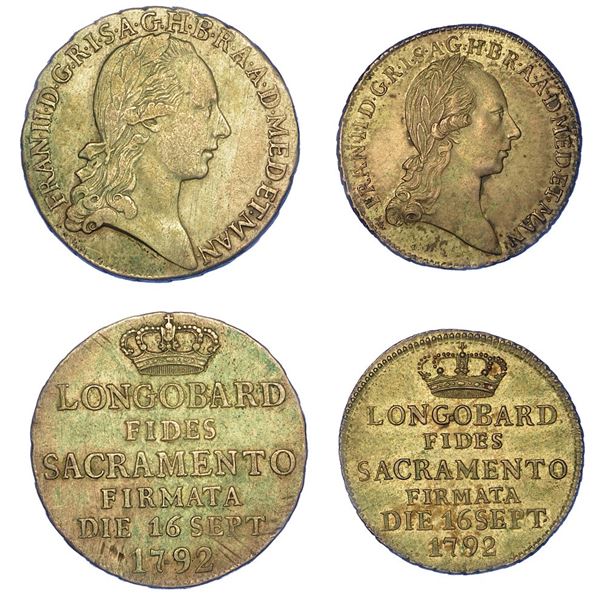 MILANO. FRANCESCO II D'ASBURGO LORENA, 1792-1800. Lotto di due monete.