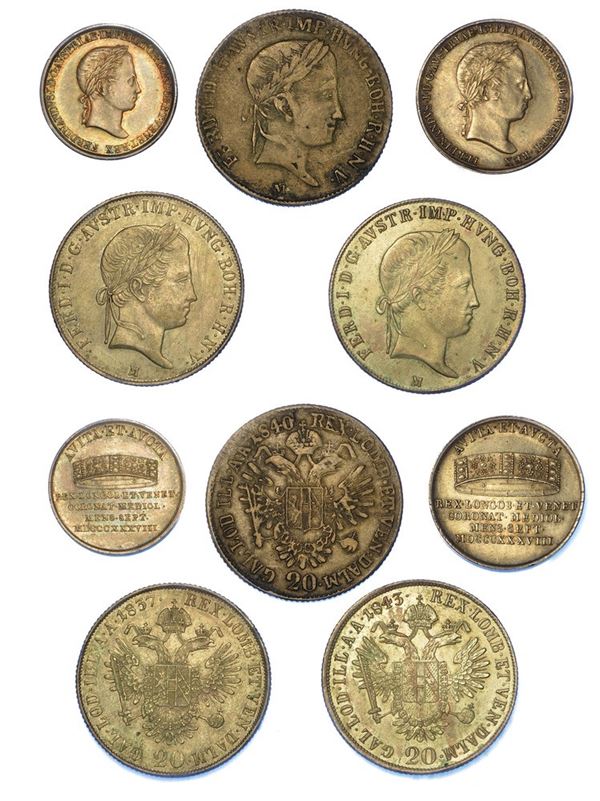 MILANO - FERDINANDO I D'ASBURGO-LORENA, 1835-1848. Lotto di cinque monete.