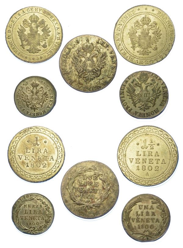 VENEZIA - FRANCESCO II D'ASBURGO-LORENA, 1797-1805. Lotto di cinque monete.