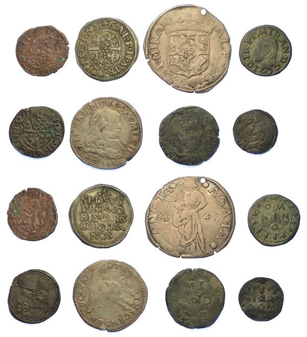 MIRANDOLA - XVI/XVII SECOLO. Lotto di otto monete.