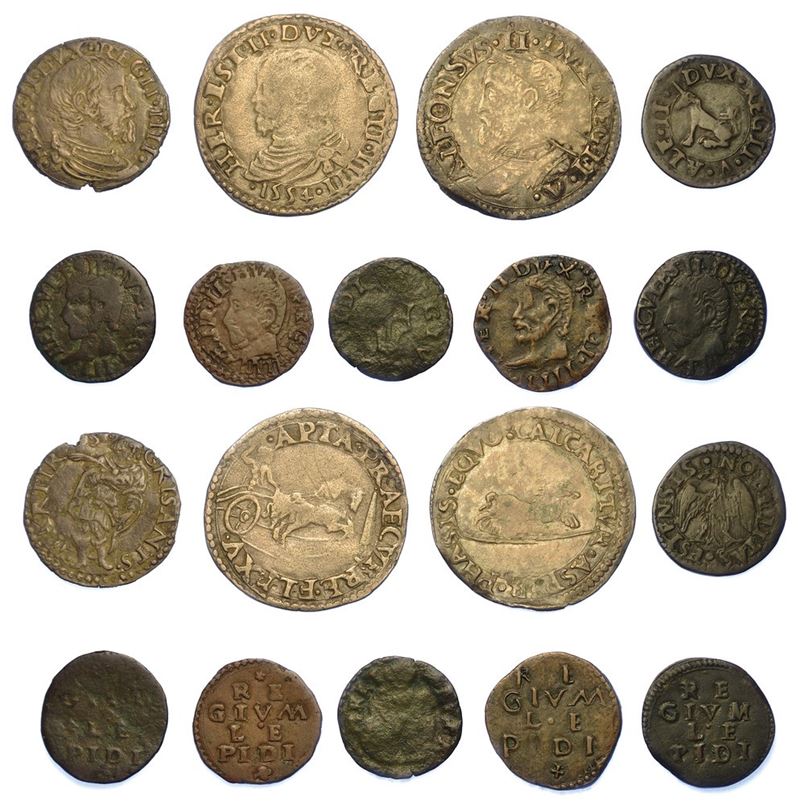 REGGIO EMILIA - XVI SECOLO. Lotto di nove monete.  - Auction Numismatics - I - Cambi Casa d'Aste
