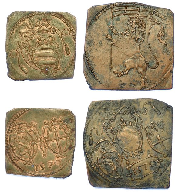 BOLOGNA - PIO V, 1566-1572. Lotto di due monete.