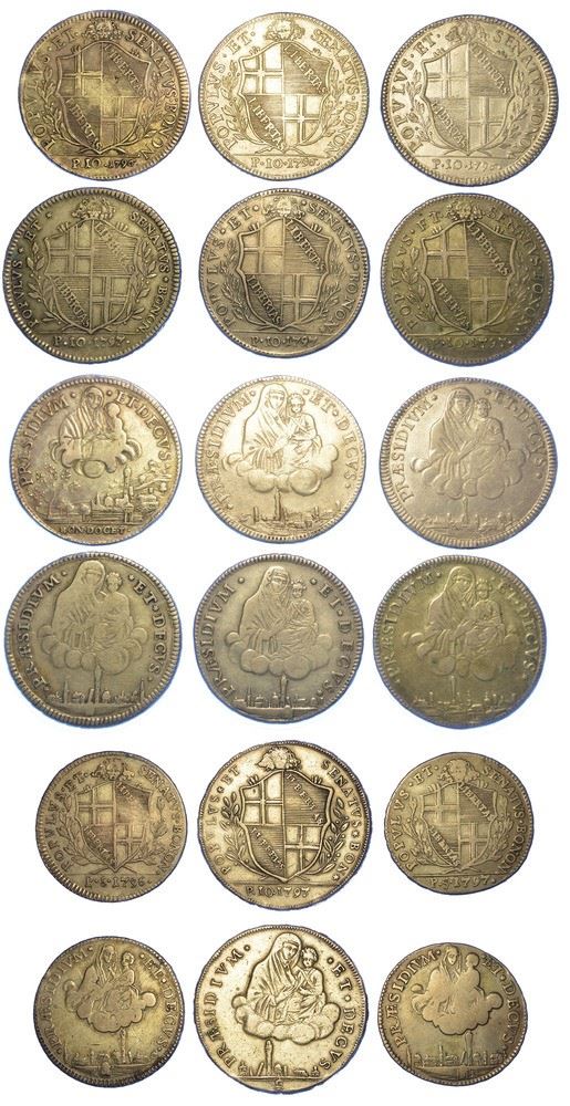 BOLOGNA - GOVERNO POPOLARE, 1796-1797. Lotto di nove monete.