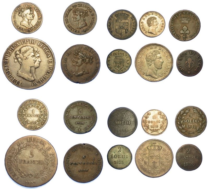 LUCCA - XIX SECOLO. Lotto di dieci monete.  - Auction Numismatics - I - Cambi Casa d'Aste