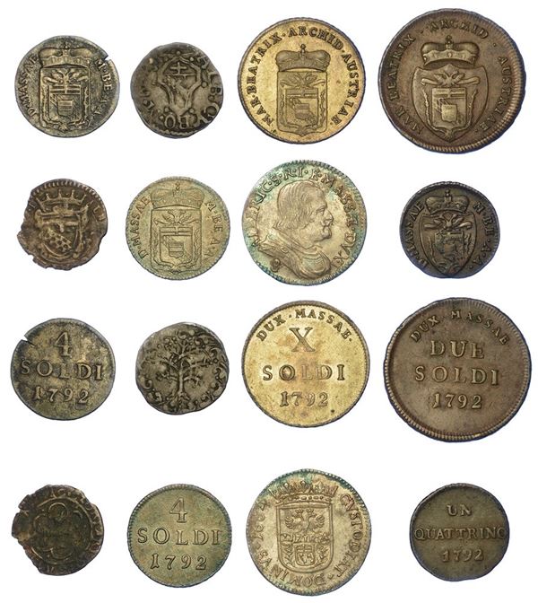 MASSA DI LUNIGIANA. Lotto di otto monete.