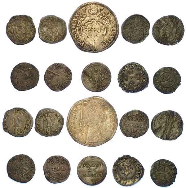 MACERATA e MOLTALTO. Lotto di dieci monete.