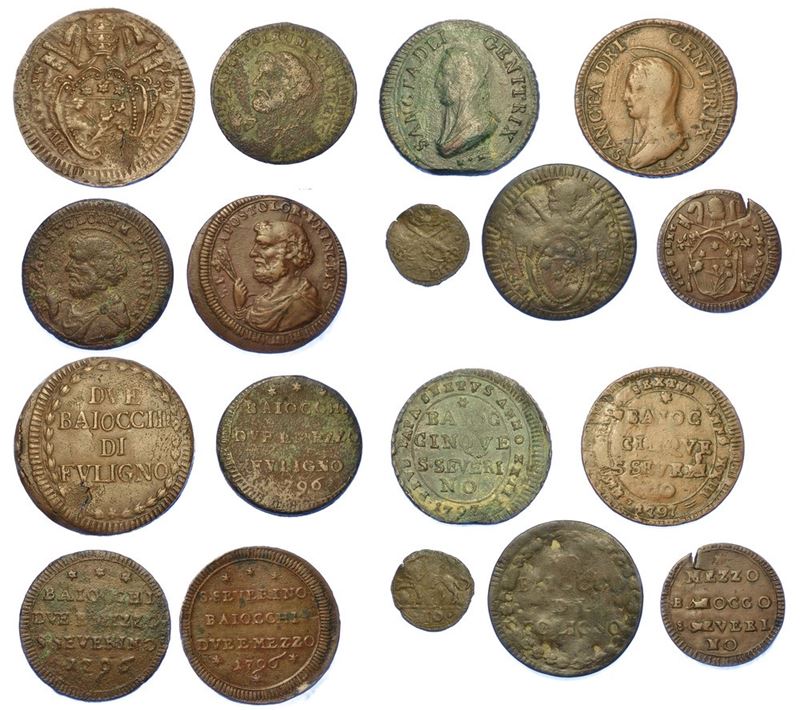 SAN SEVERINO e FOLIGNO. Lotto di nove monete.  - Auction Numismatics - I - Cambi Casa d'Aste