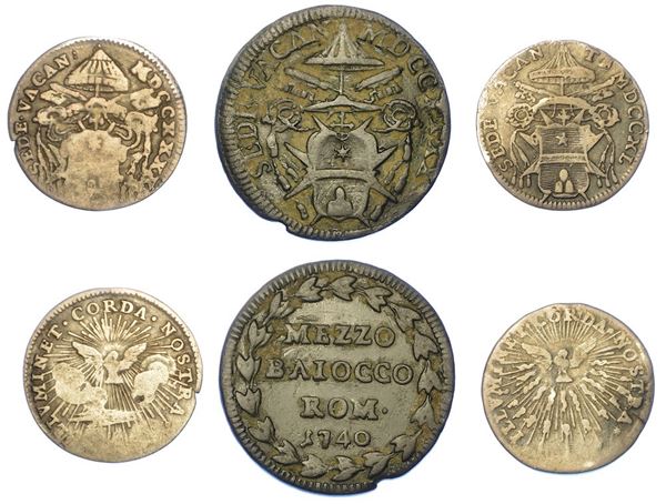 ROMA - SEDE VACANTE 1740. Lotto di tre monete.