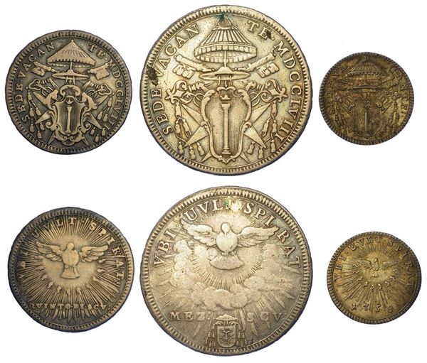 ROMA - SEDE VACANTE 1758. Lotto di tre monete.