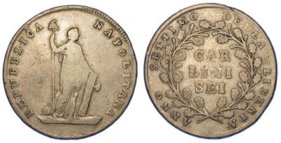 Napoli. Repubblica Napoletana, 1799. Mezza Piastra da 6 Carlini A. VII (1799).