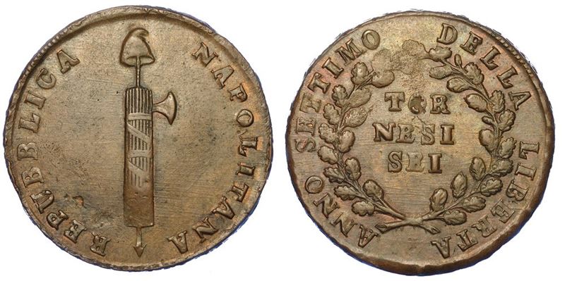 NAPOLI. REPUBBLICA NAPOLETANA, 1799. 6 Tornesi Anno VII (1799).  - Asta Numismatica - I - Cambi Casa d'Aste
