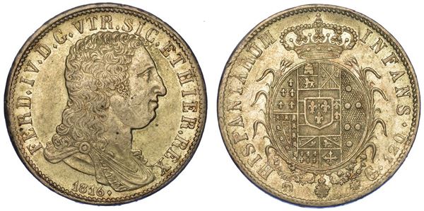NAPOLI. FERDINANDO IV DI BORBONE, 1759-1816. Piastra da 120 Grana 1816.
