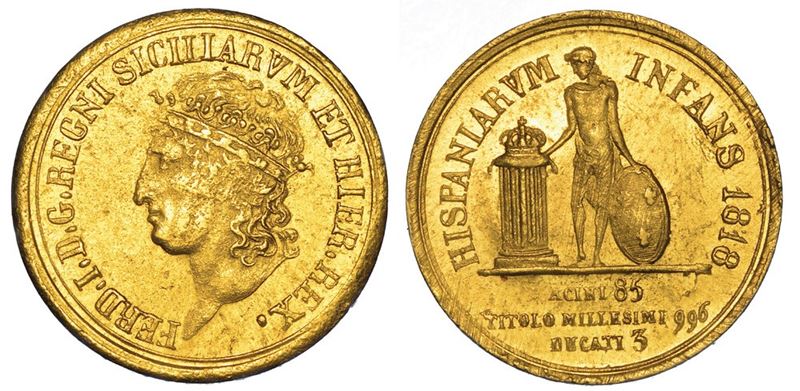 NAPOLI. FERDINANDO I DI BORBONE, 1816-1825. 3 Ducati 1818.  - Auction Numismatics - I - Cambi Casa d'Aste