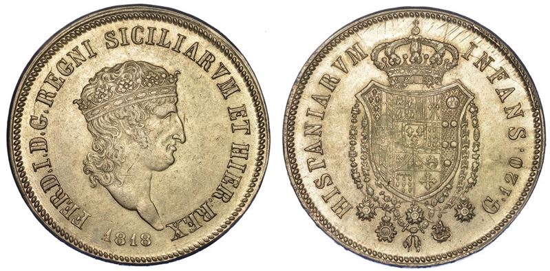 NAPOLI. FERDINANDO I DI BORBONE, 1816-1825. Piastra da 120 Grana 1818.  - Asta Numismatica - I - Cambi Casa d'Aste