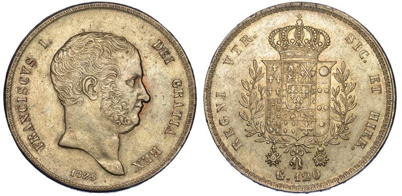 NAPOLI. FRANCESCO I DI BORBONE, 1825-1830. Piastra da 120 Grana 1825.  - Asta Numismatica - I - Cambi Casa d'Aste