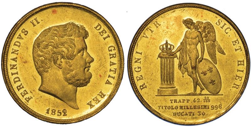 NAPOLI. FERDINANDO II DI BORBONE, 1830-1859. 30 Ducati 1852.  - Asta Numismatica - I - Cambi Casa d'Aste