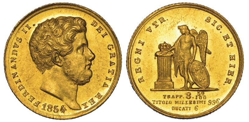 NAPOLI. FERDINANDO II DI BORBONE, 1830-1859. 6 Ducati 1854.  - Asta Numismatica - I - Cambi Casa d'Aste