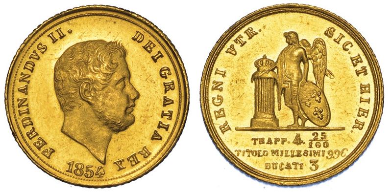 NAPOLI. FERDINANDO II DI BORBONE, 1830-1859. 3 Ducati 1854.  - Asta Numismatica - I - Cambi Casa d'Aste