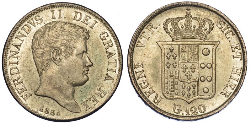 NAPOLI. FERDINANDO II DI BORBONE, 1830-1859. Piastra da 120 Grana 1831.  - Asta Numismatica - I - Cambi Casa d'Aste