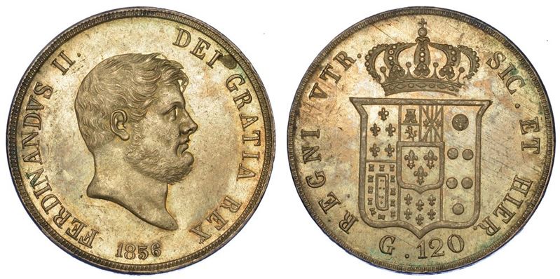 NAPOLI. FERDINANDO II DI BORBONE, 1830-1859. Piastra da 120 Grana 1856.  - Asta Numismatica - I - Cambi Casa d'Aste