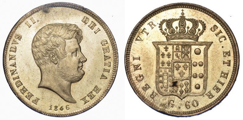 NAPOLI. FERDINANDO II DI BORBONE, 1830-1859. Mezza Piastra da 60 Grana 1846.  - Asta Numismatica - I - Cambi Casa d'Aste