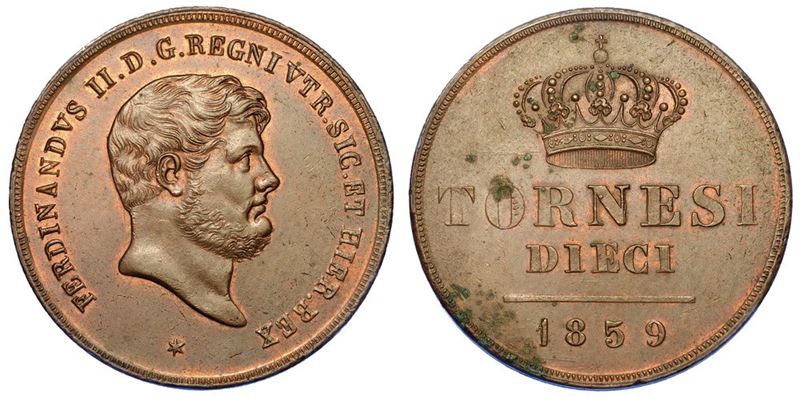 NAPOLI. FERDINANDO II DI BORBONE, 1830-1859. 10 Tornesi 1859.  - Asta Numismatica - I - Cambi Casa d'Aste