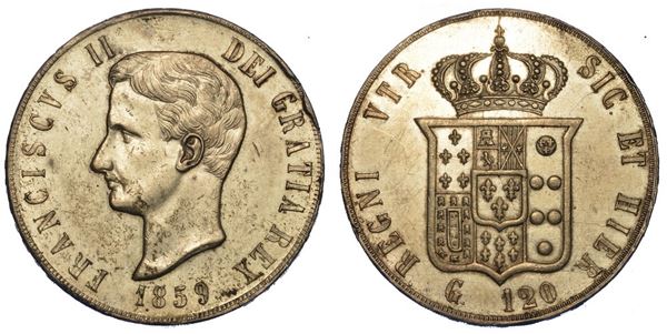 NAPOLI. FRANCESCO II DI BORBONE, 1859-1860. Piastra da 120 Grana 1859.