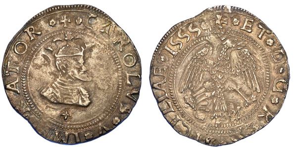 MESSINA. CARLO V D'ASBURGO, 1516-1556. 4 Tarì 1555.