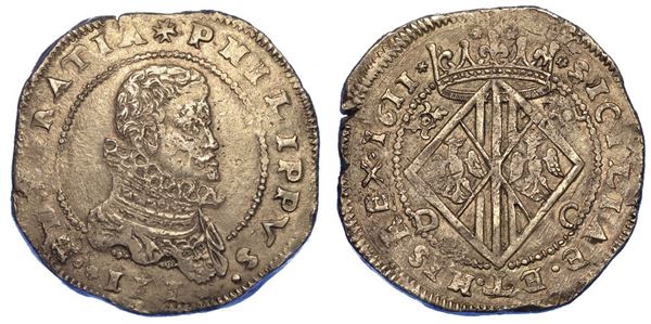 MESSINA. FILIPPO III DI SPAGNA, 1598-1621. Scudo 1611.