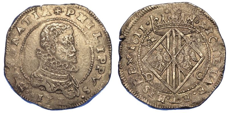 MESSINA. FILIPPO III DI SPAGNA, 1598-1621. Scudo 1611.  - Asta Numismatica - I - Cambi Casa d'Aste