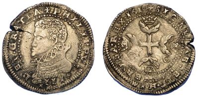 Messina. Filippo III di Spagna, 1598-1621. Mezzo Scudo 1610.