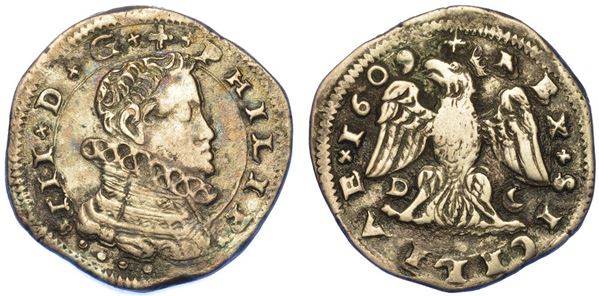 MESSINA. FILIPPO III DI SPAGNA, 1598-1621. 4 tarì 1609.