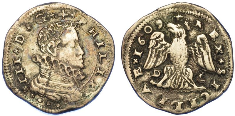 MESSINA. FILIPPO III DI SPAGNA, 1598-1621. 4 tarì 1609.  - Asta Numismatica - I - Cambi Casa d'Aste